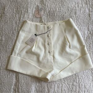 NWT Camila Coelho Ivory Paulina Cuffed Shorts Size Small